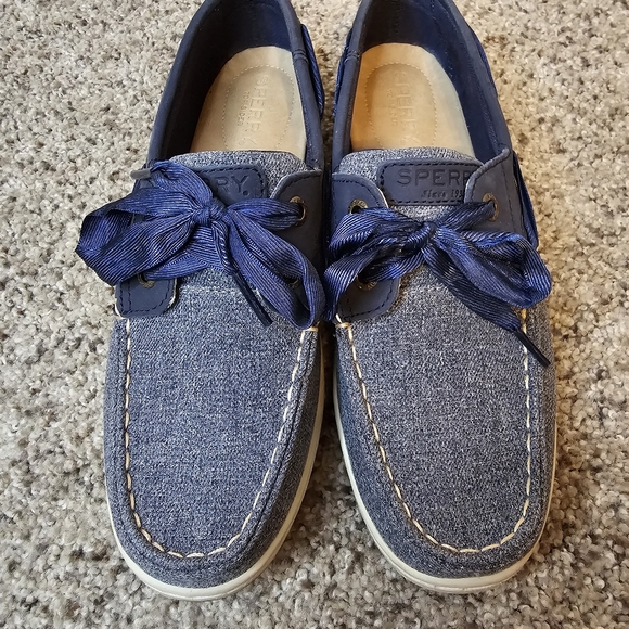 W Sperry Koifish Sparkle Chambray Navy Sz 6 - Picture 3 of 6